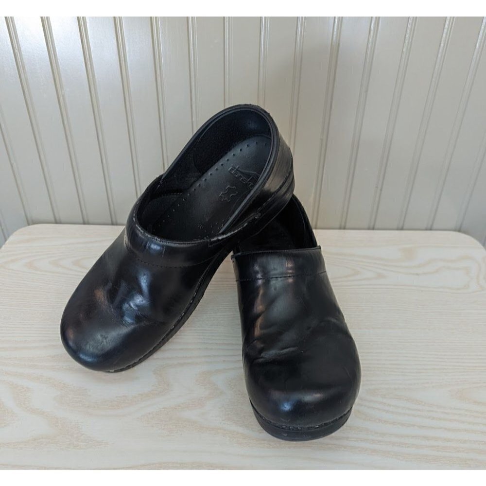 Dansko Black Classic Smooth Leather Clog Slip-On Platform EUR 40